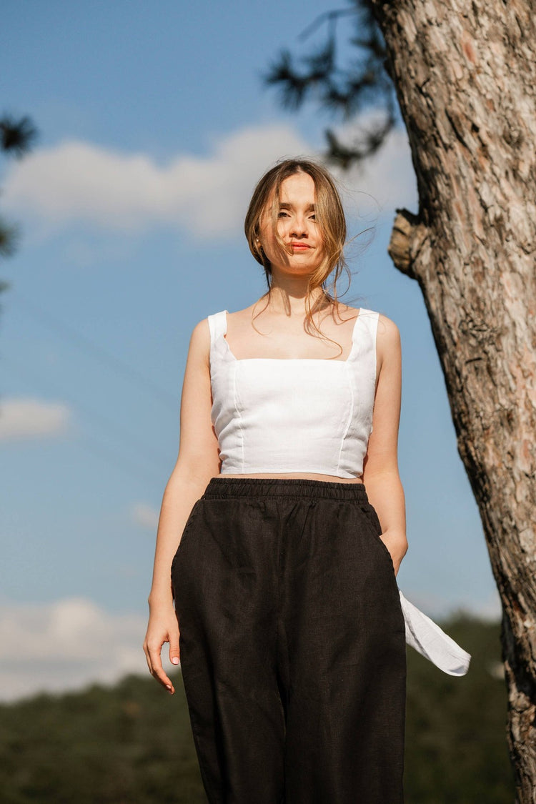 High Waisted Linen Pants Pants Moa