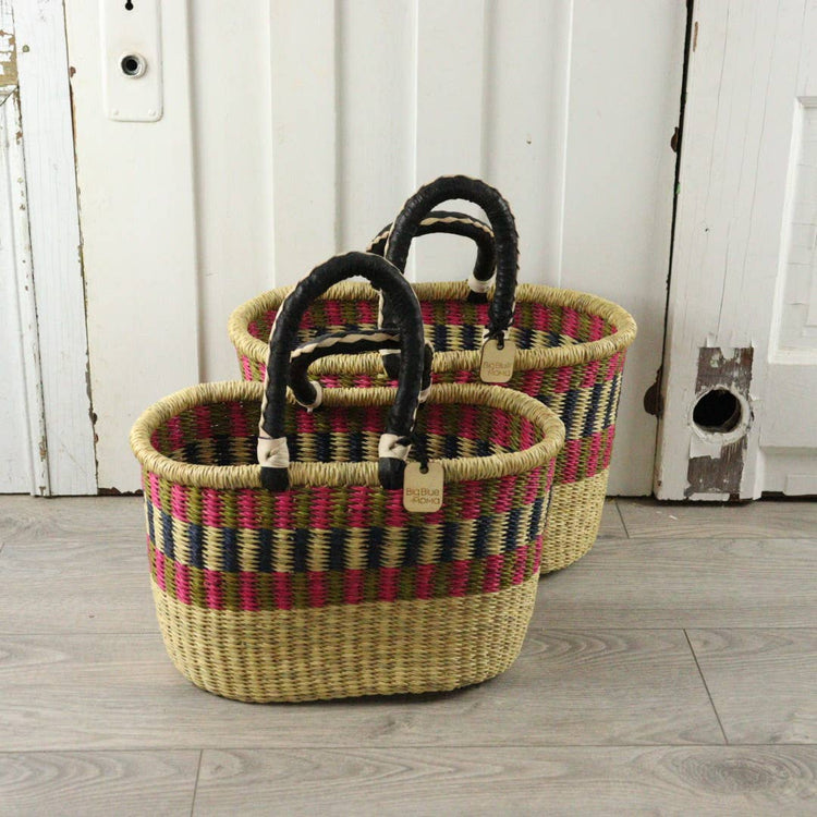 Oval Basket with Two Handles Medium - Traditional Palette Baskets Big Blue Moma   