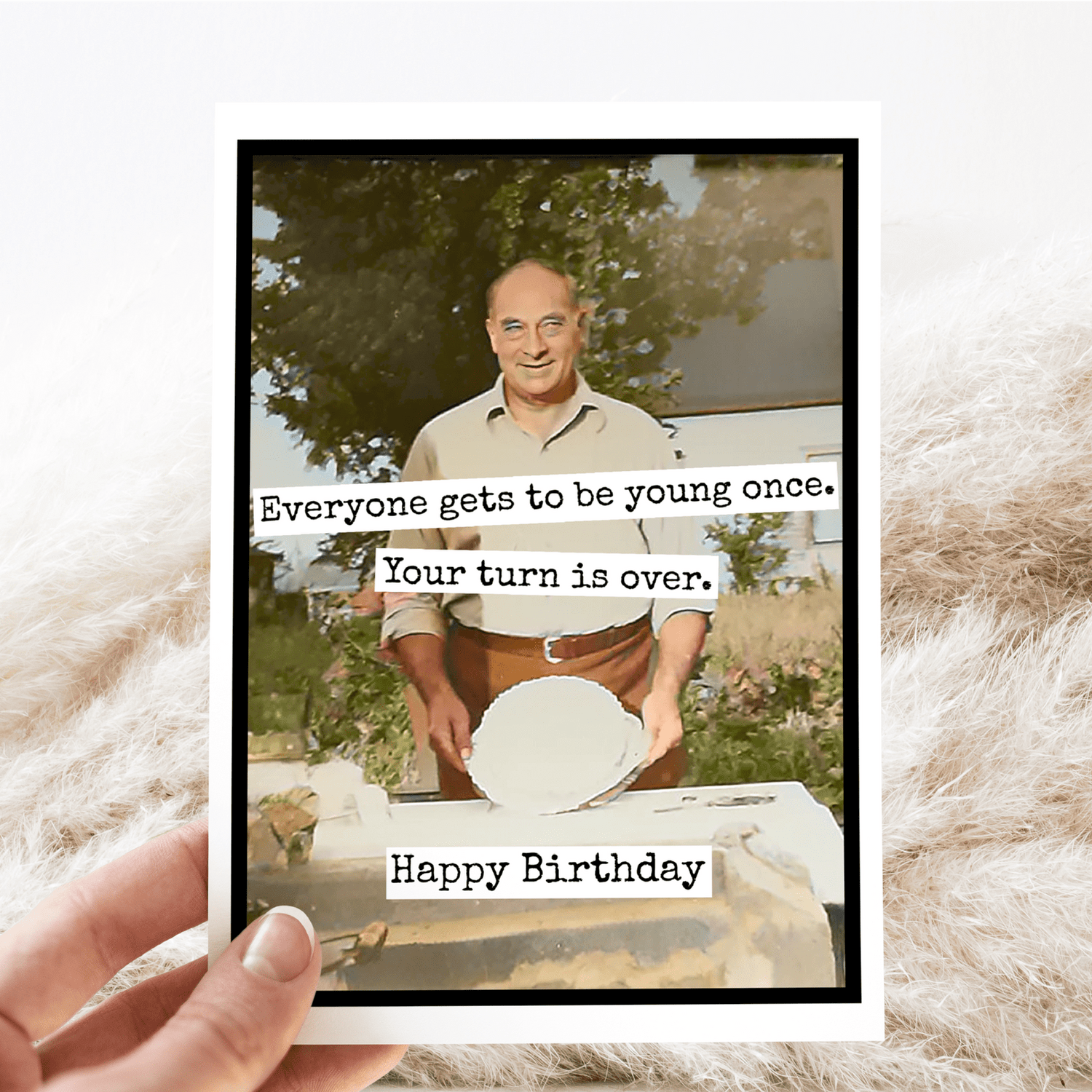 Birthday Card. Your Turn Is Over. Vintage Photo Card for Man Greeting Cards Raven&