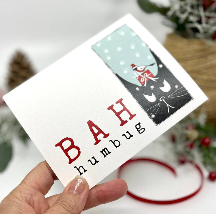 Bah Humbug Cat - Funny Christmas Holiday Card Greeting Cards Newfolk & Cabin Paper Studio   