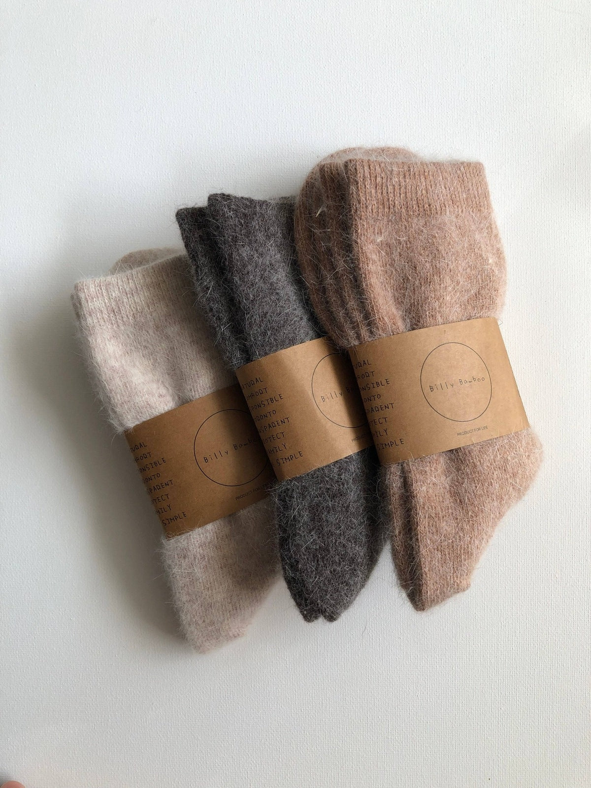 FLUFFY ANGORA SOCKS - NEUTRAL Socks Billy Bamboo   