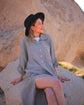 Grey Striped Double Gauze Muslin Cotton Shirt Dress  Moa   