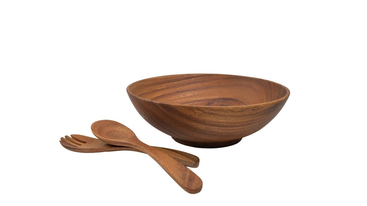 Wooden Wok Bowl Salad Bowl Salad Bowls Baroy Medium with Salad Set  