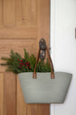 Green Cotton Bag With Brown Handles Baskets Bacon Basketware