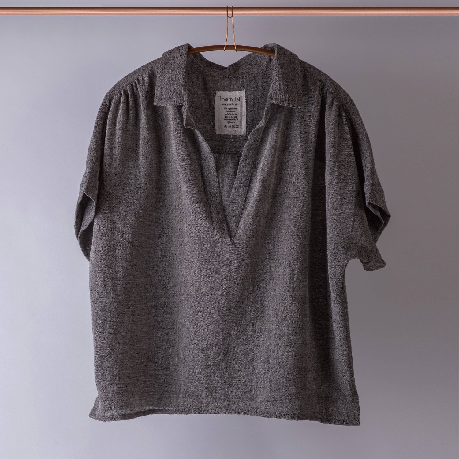 Loomist Sile Collared Top Tops loom.ist Charcoal