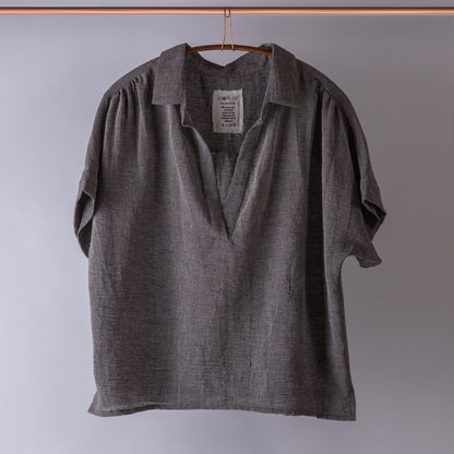 Loomist Sile Collared Top Tops loom.ist Charcoal
