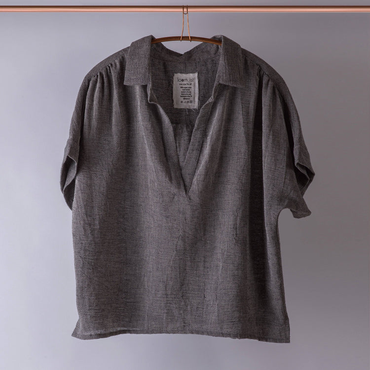 Loomist Sile Collared Top Tops loom.ist Charcoal
