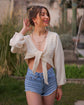 Loomist Crinkle Cotton Wrap Top Tops Moa Beige