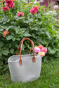 Green Cotton Bag With Brown Handles Baskets Bacon Basketware
