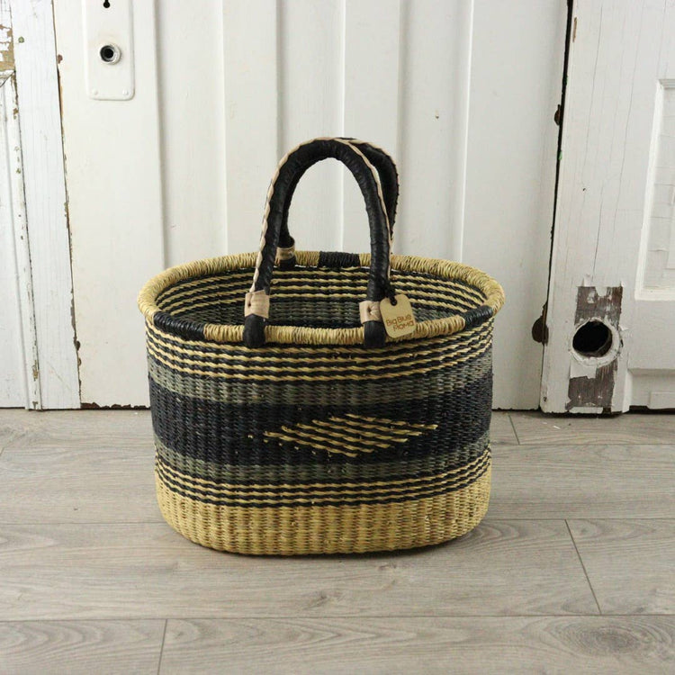 Oval Basket with Two Handles Medium - Traditional Palette Baskets Big Blue Moma   