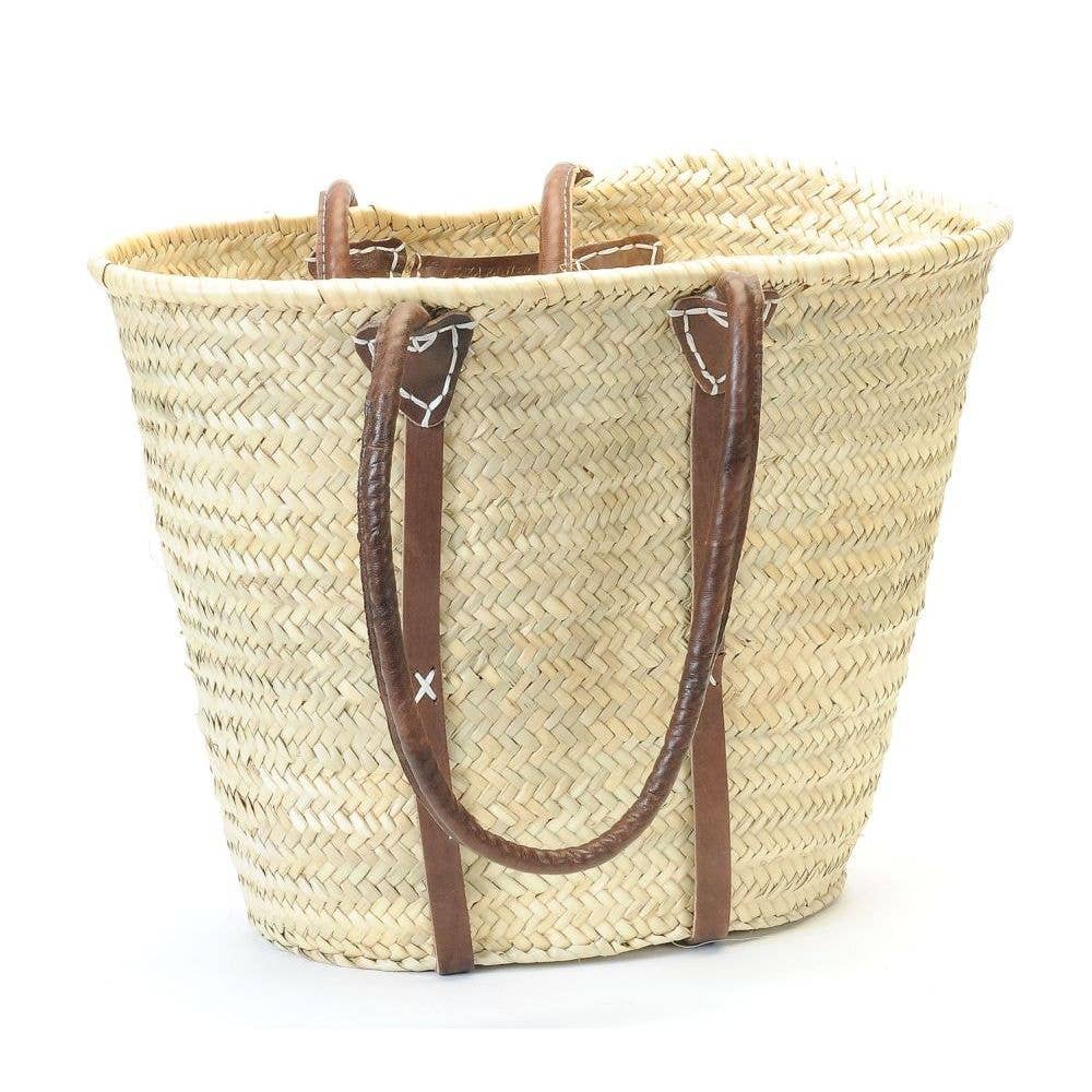 STRAW SHOPPER bag with SHOULDER STRAPS Bacon Basketware