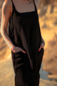 Loomist Double Gauze Black Strap Midi Dress Dresses Moa Black