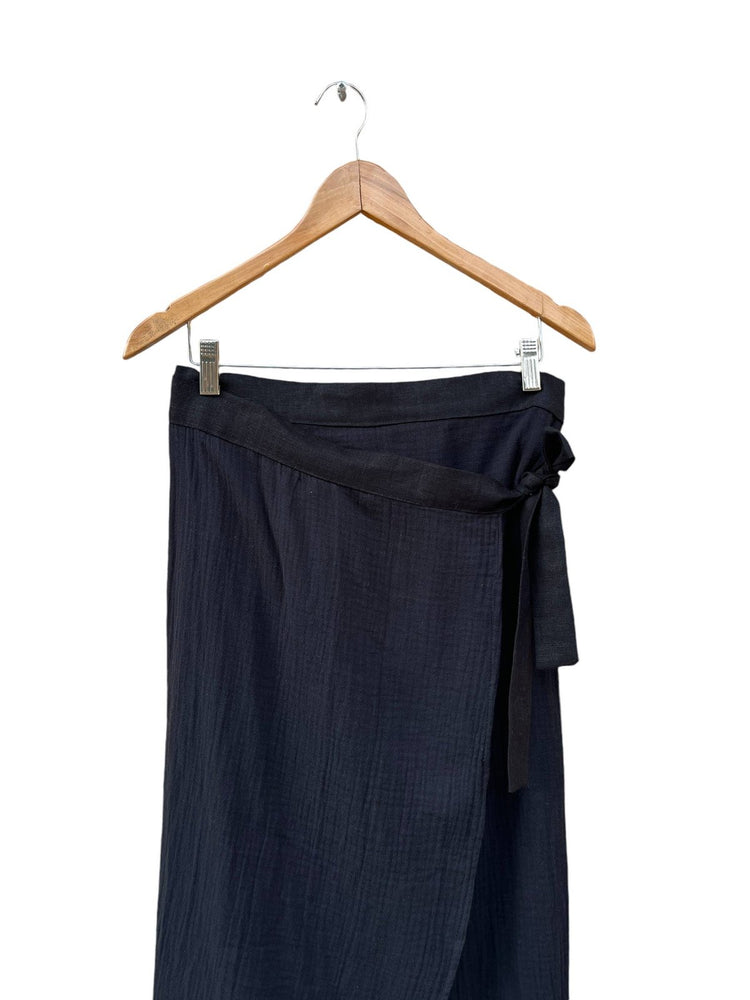 500 FAVA Wrap skirt in soft organic cotton muslin /linen Skirt CECILIA SÖRENSEN BLACK Linen/Muslin