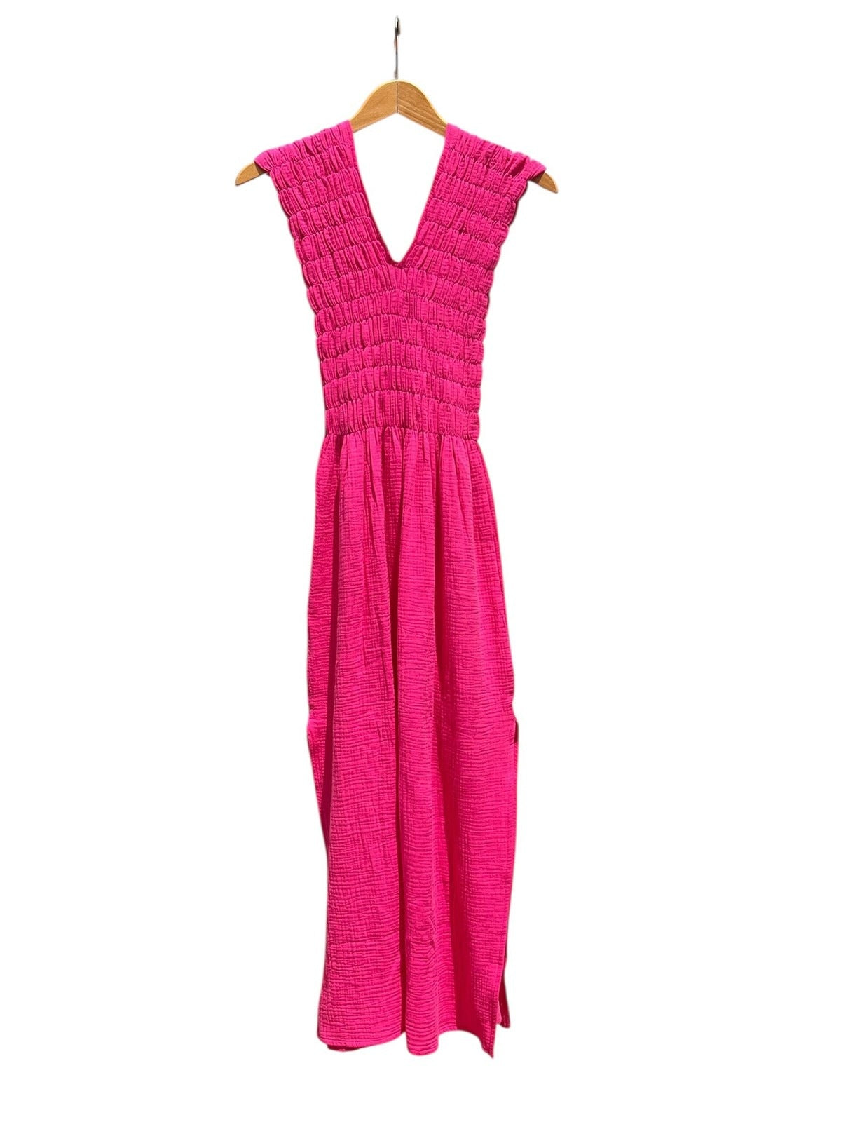 CECILIA SÖRENSEN Albazer V-neck Dress in Organic Cotton Muslin Dress CECILIA SÖRENSEN Fluorescent pink