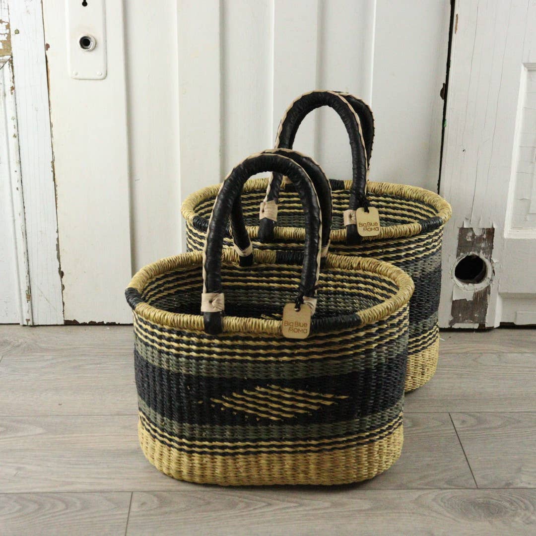 Oval Basket with Two Handles Medium - Traditional Palette Baskets Big Blue Moma   