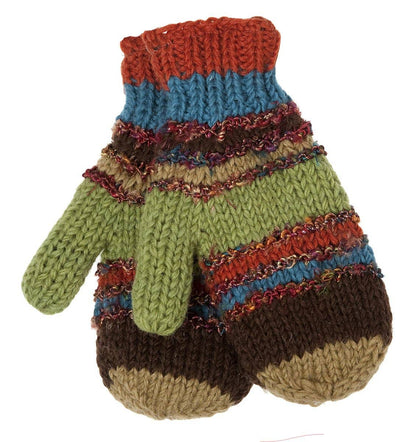Swool Stripe Mittens Mittens Ark Imports Navy/Teal