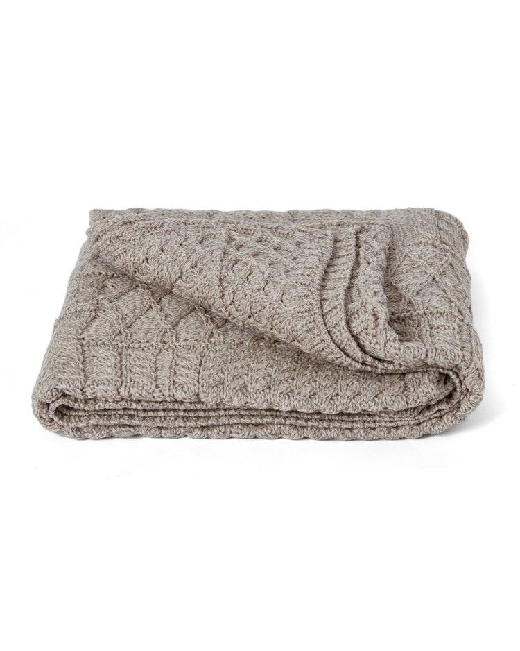 Keel Aran Patchwork Blanket -  Oat Blanklets Aran Woollen Mills   