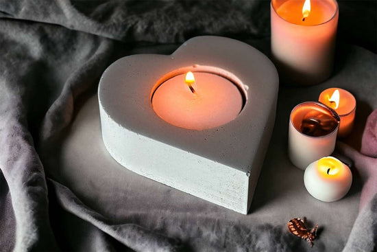Concrete Heart Tea Light Holder Candle Holders Wind + Willow Co.