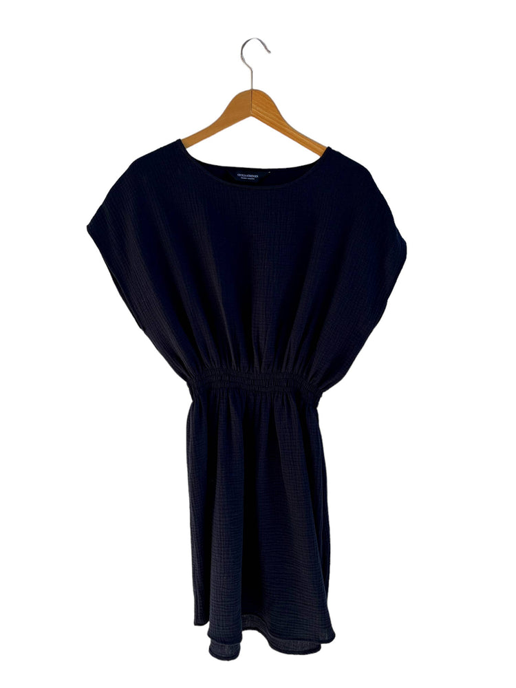 731 Magnolia Mini Dress Organic Cotton Muslin Dress CECILIA SÖRENSEN Navy Blue One Size (S/M/L)