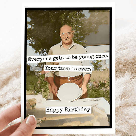 Birthday Card. Your Turn Is Over. Vintage Photo Card for Man Greeting Cards Raven&