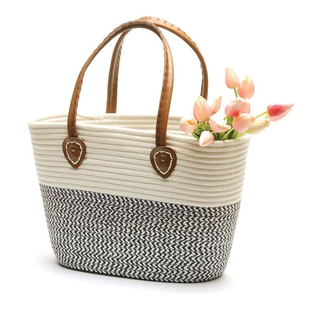 White And Black Market Bag Baskets Bacon Basketware