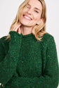 Brackloon Tweed Roll Neck Ladies Sweater - Bright Green Aran Woollen Mills