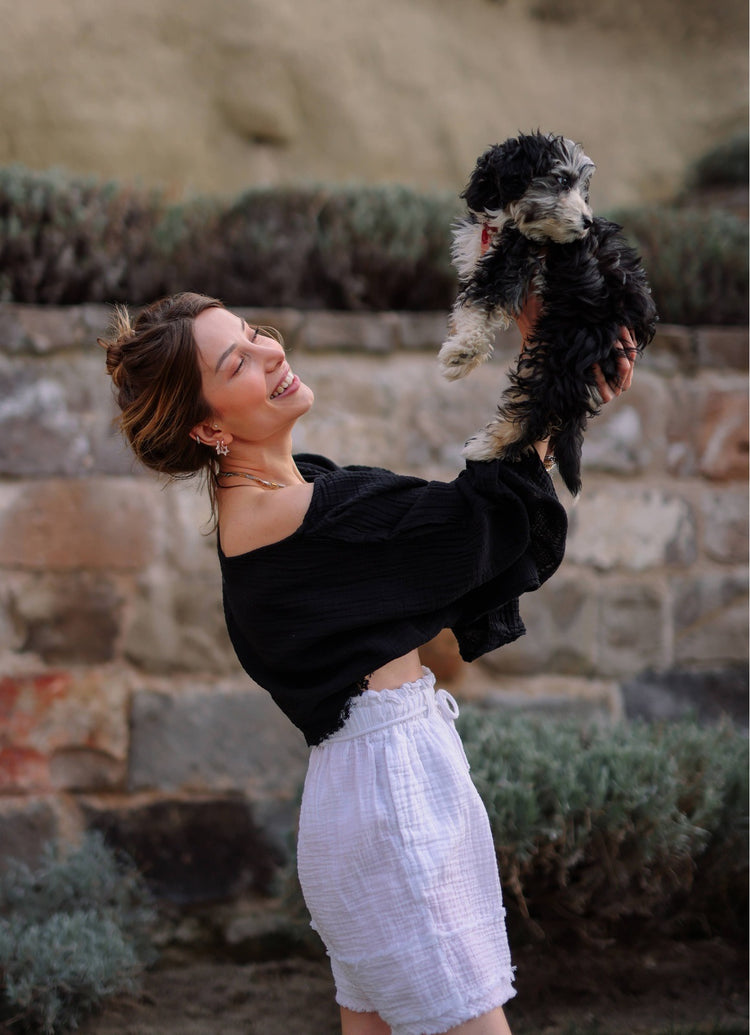 Black Off Shoulder Crop Top Blouse Moa