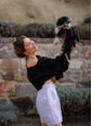 Black Off Shoulder Crop Top Blouse Moa
