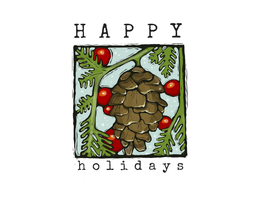 Happy Holidays Pinecone Card Greeting Cards Newfolk & Cabin Paper Studio   