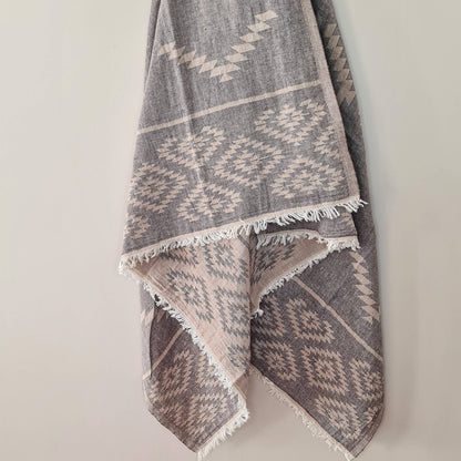 Aztec Pattern Double Face Beach Towel / Camping Blanket Towels Moa Gray  