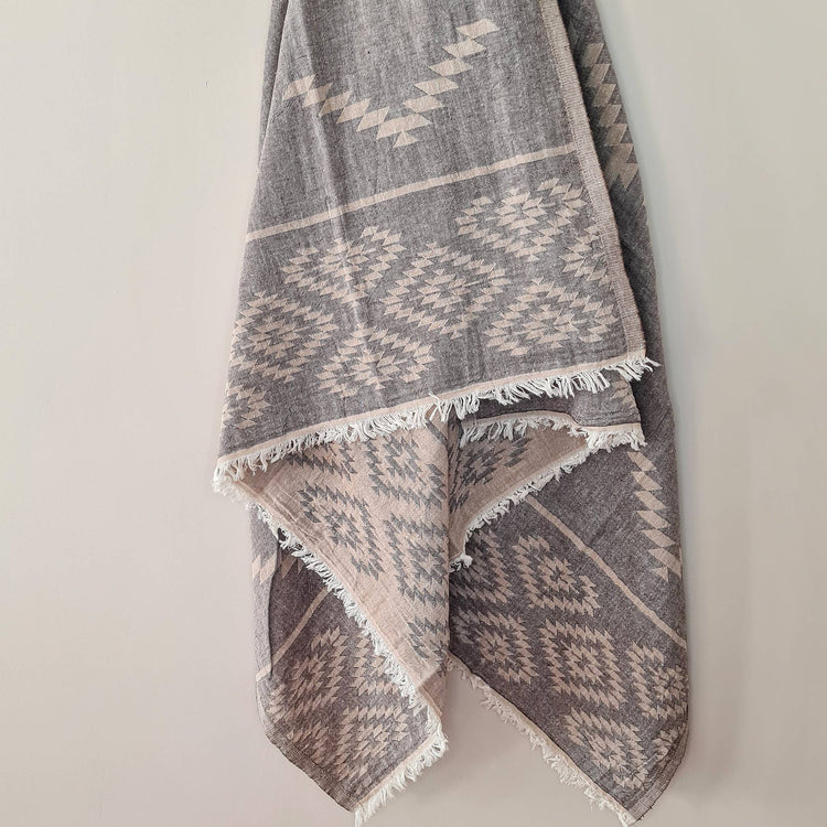 Aztec Pattern Double Face Beach Towel / Camping Blanket Towels Moa Gray  