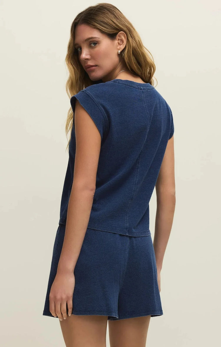 Z Supply Camino Jersey Indigo Denim Top T-Shirts Z Supply