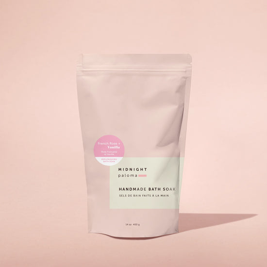 French Rose + Vanilla Replenishing Bath Soak Bath Salts Midnight Paloma 14oz