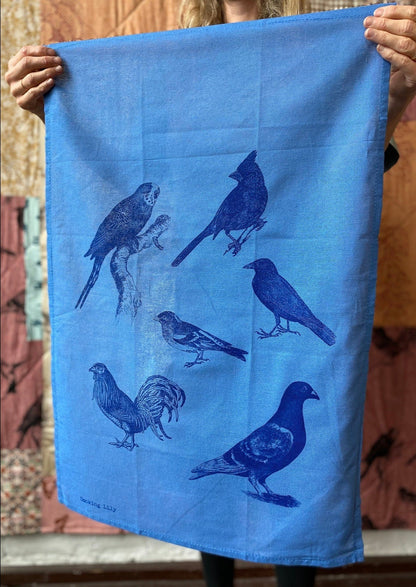 Smoking Lily Tea Towel Housewares Smoking Lily Indigo with Flock Off  