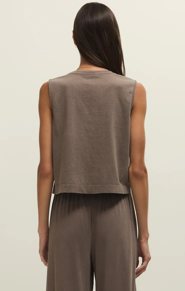 Z Supply Sloane Jersey Muscle Tank Taupe Tanks Z Supply