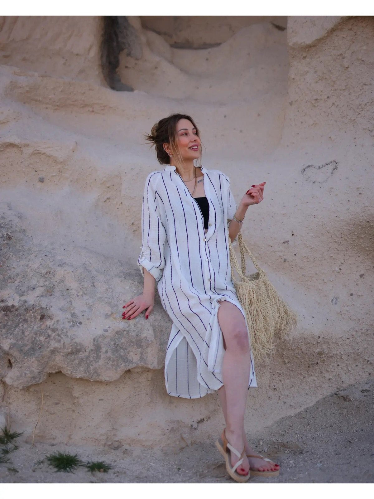 Striped Shirt Dress Dresses Moa