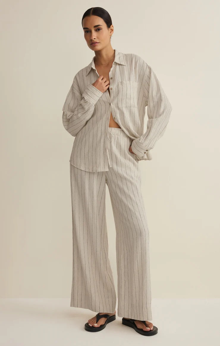 Z Supply Henri Striped Linen Wide Leg Pant Pants Z Supply