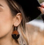 White Birch Smooth Black Leather & Sapele Wood Geometric Dangle Earrings Earrings White Birch Jewelry