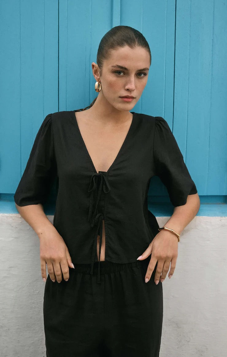 Z Supply La Belle Linen Top Long Sleeve Z Supply