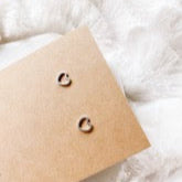 White Birch Mini Brushed Silver Heart Outline Stud Earrings Earrings White Birch Jewelry