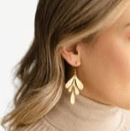 White Birch Brushed Brass Leaf Earrings Earrings White Birch Jewelry