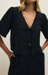Z Supply La Belle Linen Top Long Sleeve Z Supply X Small Black