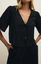 Z Supply La Belle Linen Top Long Sleeve Z Supply X Small Black