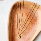 White Birch Triple Chain Hammered Disc 18k Gold Plated Stainless Necklace Necklace White Birch Jewelry