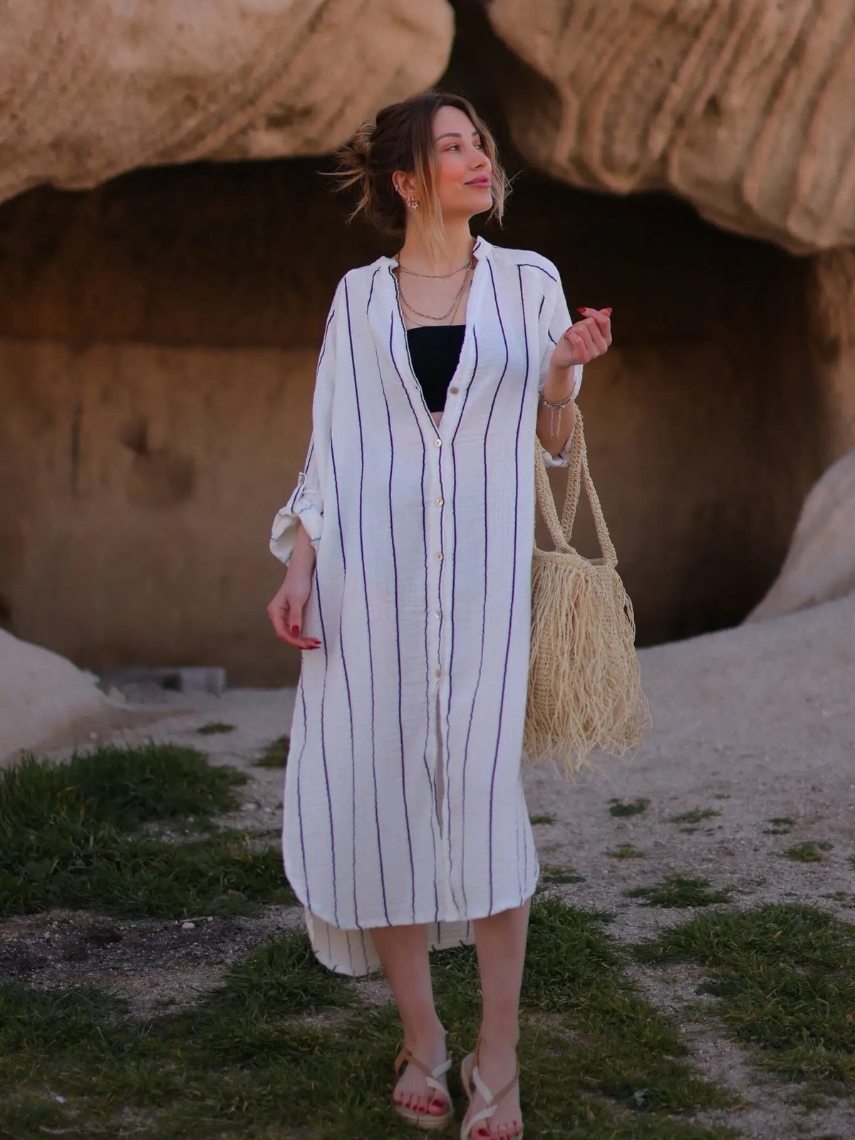 Striped Shirt Dress Dresses Moa