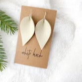 White Birch Cream Leather Leaf Earrings Earrings White Birch Jewelry