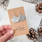 White Birch Silver Glitter Fan Earrings Earrings White Birch Jewelry
