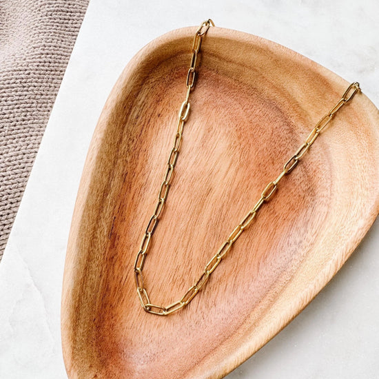 White Birch Paperclip Chain 18k Gold Stainless Necklace Necklace White Birch Jewelry