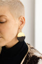White Birch Large Black Leather & Brass Moon Stacked Earrings Earrings White Birch Jewelry   