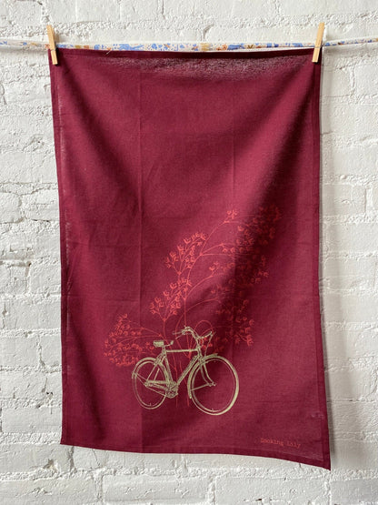 Smoking Lily Tea Towel Housewares Smoking Lily Wine with Bike and Pretty Grass  